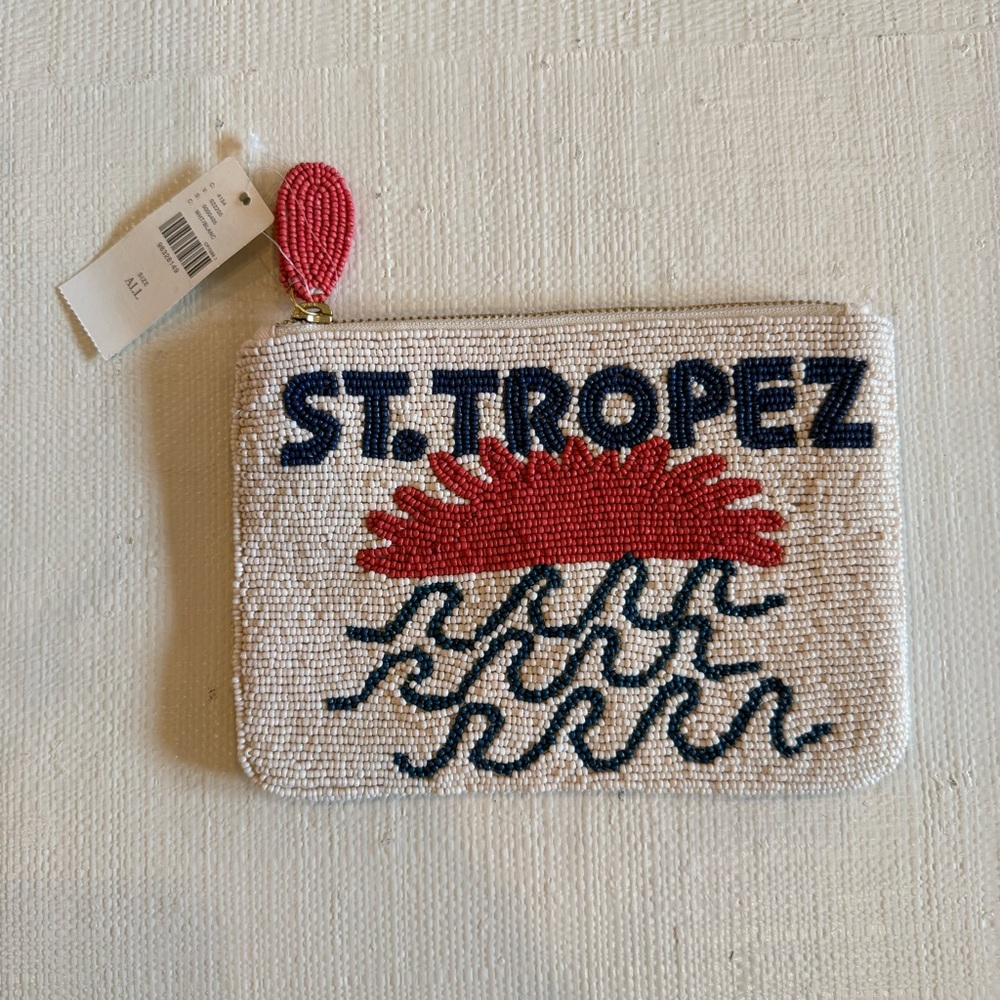 NWT Anthropologie Beaded Zippered Pouch